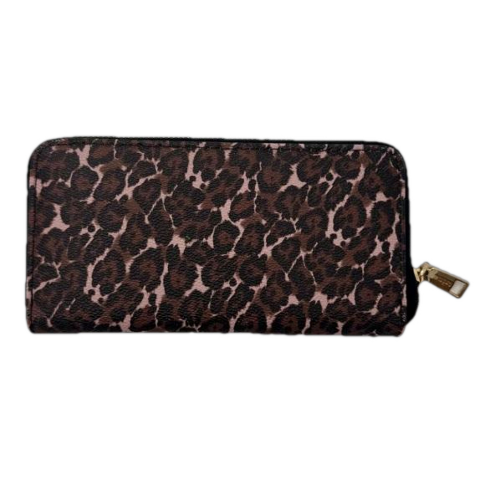 TRINA TURK Large Zip Around wallet vegan leather leopard print animal print NWT - Picture 2 of 4